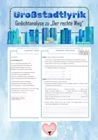 Vorschau - Arbeitsblätter - Großstadtlyrik - Gedichtanalyse zu "Der rechte Weg" - Deckblatt