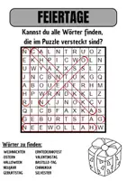 Vorschau - Arbeitsblätter - Wortsuche Thema FEIERTAGE mit Lösung - DaZ/DaZ/Deutsch - Seite 1