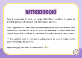 Vista previa - Tarjetas / Manipulativos - Vocals perdudes Carnaval - página 1