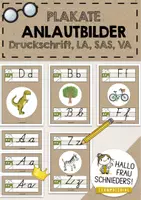 Vorschau - Poster - Anlautplakate/Anlautposter/Anlautbilder Druckschrift, LA, SAS, VA - Deckblatt