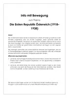 Vorschau - Stundenentwürfe - Information und Bewegung "Die Ersten Republik Österreich (1918–1938)" - Deckblatt