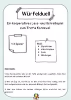 Vorschau - Arbeitsblätter - Lesespiel Würfelsätze "Würfelduell - Karneval" - Seite 1