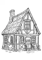 Vorschau - Arbeitsblätter - Haus Fachwerk Haus Ausmalbilder Fensterbilder Fachwerkhaus Bild ausmalen - Seite 2