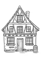 Vorschau - Arbeitsblätter - Haus Fachwerk Haus Ausmalbilder Fensterbilder Fachwerkhaus Bild ausmalen - Seite 3