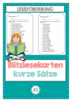 Vorschau - Stundenentwürfe - Blitzlesen. Blitzlesekarten. Kurze Sätze. Lesetempotraining - Deckblatt