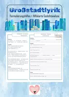Vorschau - Arbeitsblätter - Großstadtlyrik - Formulierungshilfen + Hilfekarte Gedichtanalyse - Deckblatt