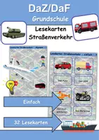 Vorschau - Arbeitsblätter - Lesekarten/Bildkarten Straßenverkehr einfach - DaZ/DaF, Deutsch (Grundschule) - Deckblatt