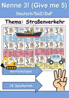 Vorschau - Arbeitsblätter - Nenne 3 (Give me 5) Straßenverkehr - DaZ/DaF, Deutsch (Spiel) - Deckblatt