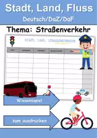 Vorschau - Arbeitsblätter - Stadt, Land, Fluss Straßenverkehr - DaZ/DaF, Deutsch (Klassenspiel) - Deckblatt