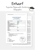 Vorschau - Stundenentwürfe - Entwurf UB: Tropischer Regenwald (7. Klasse) Ressourcen - Deckblatt