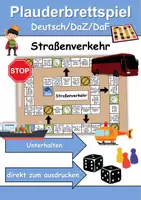 Vorschau - Arbeitsblätter - Plauderbrettspiel Thema Straßenverkehr - DaZ/DaF, Deutsch - Deckblatt