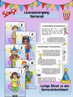 Vorschau - Arbeitsblätter - Lesespaziergang: Karneval / Fasching - Deckblatt
