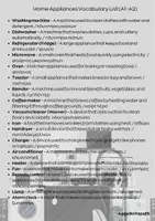 Προεπισκόπηση - Φύλλα εργασίας - Home Appliances Vocabulary List (A1-Α2) - Σελίδα 1