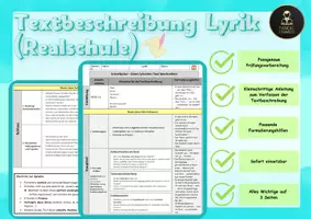 Vorschau - Arbeitsblätter - Textbeschreibung Lyrik (Realschule) - Deckblatt
