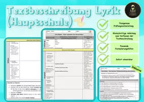 Vorschau - Arbeitsblätter - Textbeschreibung Lyrik (Hauptschule) - Deckblatt