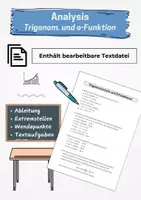 Vorschau - Arbeitsblätter - Analysis - trigonometrische und e-Funktion - Deckblatt