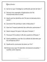 Aperçu - Feuilles d'exercices - L’intelligence artificielle - texte argumentatif - Page 1
