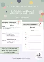 Vorschau - Arbeitsblätter - Wort- und Textbausteine Frühlingsgedicht - Deckblatt