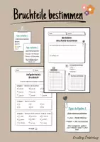 Vorschau - Arbeitsblätter - Bruchteile bestimmen - Merkzettel, Arbeitsblatt, Tipps - Deckblatt
