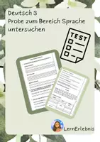 Vorschau - Arbeitsblätter - Deutsch-Probe Themen "Wortarten, Satzzeichen, Satzarten, Wortstamm, zusammengesetzte Nomen" - Deckblatt