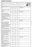 Vorschau - Arbeitsblätter - Feedbackbogen zur Präsentation (Sprache: Deutsch) - Seite 1