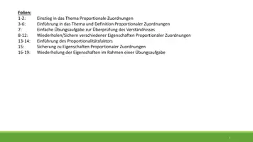 Vorschau - Präsentationen/Tafelbilder - Folien: Proportionale Zuordnungen - Einführung/Erarbeitung/Sicherung/Übungen - Seite 1