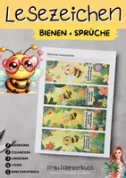 Vorschau - Mal- und Bastelvorlagen - Lesezeichen mit niedlichen Bienen und Sprüchen - Seite 1