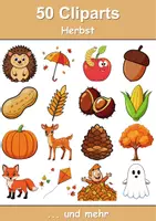 Vorschau - Mal- und Bastelvorlagen - Farbiges Clipartset Thema Herbst - Deckblatt
