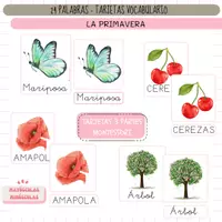 Vista previa - Refuerzo / NEE / Materiales de apoyo - PRIMAVERA - VOCABULARIO: Tarjetas 3 partes. Montessori. - Portada