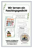 Vorschau - Arbeitsblätter - Gedicht lernen - Verkleiden macht den Fasching bunt - Deckblatt