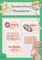 Vorschau - Stationenlernen - Wissenskartei Sexualerziehung Pubertät - Deckblatt