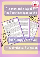 Vorschau - Arbeitsblätter - Kurzgeschichte Fasching Karneval + Aufgabenstellungen - Deckblatt