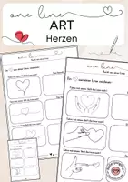 Vorschau - Arbeitsblätter - One Line Art: Herzen aus einer Linie / Muttertag & Valentinstag - Deckblatt