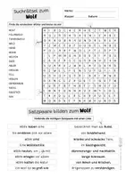 Vorschau - Arbeitsblätter - Wolf - Arbeitsblatt mit Suchsel und "Satzpaare bilden" - Seite 2