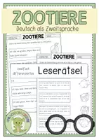 Vorschau - Arbeitsblätter - ZOOTIERE Leserätsel (Arbeitsblatt) - Deckblatt
