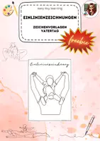 Vorschau - Arbeitsblätter - FREEBIE: Kunstunterricht Einlinienzeichnung Vorlagen Vatertag - Deckblatt