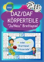 Vorschau - Spiele - DAZ Brettspiel: Ja oder Nein Brettspiel Wortschatz "Körperteile" | Brettspiel deutsch | ja/nein Fragen | ja nein | sinnerfassendes Lesen | lesen ja nein - Deckblatt