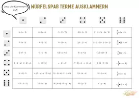 Vorschau - Spiele - Würfelspaß: Terme Ausklammern Klasse 7/8 - Seite 1