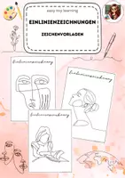 Vorschau - Arbeitsblätter - Kunstunterricht Einlinienzeichnung 30 Vorlagen - Deckblatt