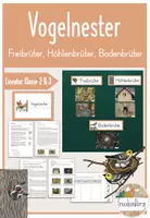 Vorschau - Arbeitsblätter - 7. Stunde: Vogelnester - Freibrüter Höhlenbrüter Bodenbrüter - Deckblatt