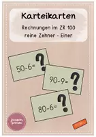 Vorschau - Aufgabenkarten - Karteikarten - Rechnungen im ZR 100: reine Zehner - Einer - Deckblatt
