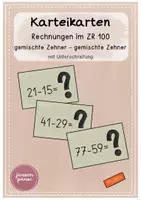 Vorschau - Aufgabenkarten - Karteikarten - Rechnungen im ZR 100: gemischte Zehner - gemischte Zehner mit Unterschreitung - Deckblatt