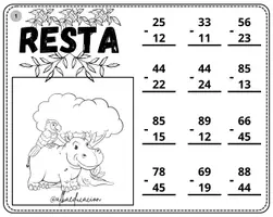 Vista previa - Hojas de trabajo - resta de dos cifras - página 1