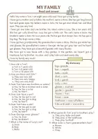 anteprima - Esercizi - My family - ascolto e lettura + comprensione - classe terza - Pagina 1