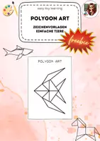 Vorschau - Arbeitsblätter - FREEBIE: Kunstunterricht: Polygon Art einfache Tiere - Deckblatt
