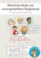 Vorschau - Stationenlernen - Wörtliche Rede mit vorangestelltem Begleitsatz - Freiarbeitsmaterial - Deckblatt