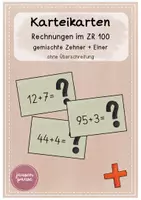 Vorschau - Aufgabenkarten - Karteikarten - Rechnungen im ZR 100_gemischte Zehner + Einer ohne Überschreitung - Deckblatt
