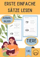 Vorschau - Fördermaterial/Inklusion - Erste einfache Sätze für Leseanfänger Leseförderung Lesen Hausaufgaben 1. Klasse - Deckblatt