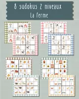 Aperçu - Apprentissages en autonomie - 8x sudokus 2 niveaux thème LA FERME - Page de couverture