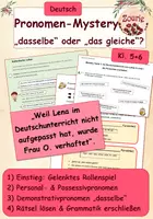 Vorschau - Arbeitsblätter - Wortarten: Pronomen im Mystery - dasselbe oder das gleiche? - Deckblatt